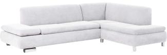 Terrence Ecksofa Veloursstoff Creme Metallfüße verchromt