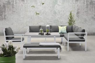 Garden Impressions Dining-Ecklounge "Lakes XL", inkl. Sitzbank, Tisch und Kissen, mat white / reflex black, mit Sessel,rechts