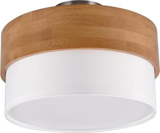 Deckenleuchte SEASONS Holzlampe mit Stoffschirm Weiß Ø 30cm
