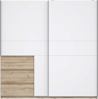 FORTE Collet Kleiderschrank, Holzwerkstoff, Braun/Weiß, 200,1 x 200,5 x 61,2 cm