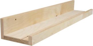 Bilderleiste Holz Wandregal Regalbrett Wand Bilder Kinderzimmer 40-90 cm breit 12 cm tief Natur Wandboard mit Nut - Stabil, schick & robust - inkl. Montagematerial 90 x 12 x 3 x 7 cm A