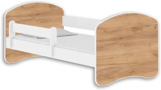 Jugendbett Kinderbett mit einer Schublade mit Rausfallschutz und Matratze Weiß ACMA II 140 160 180 (140x70 cm, Weiß - Eiche Craft)