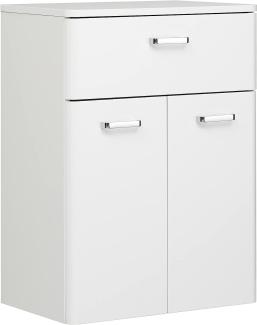 Pelipal Badezimmerschrank Quickset 359 in Weiß Hochglanz, 53 cm breit | Unterschrank mit 2 Türen, 1 Schubkasten und 1 Einlegeboden