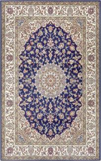 Orientalischer Kurzflor Teppich Zuhr Blau Creme Mehrfarbig - 160x230x1cm
