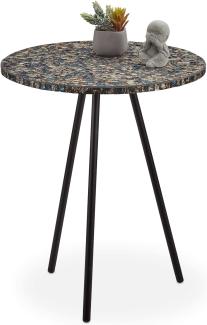 Relaxdays Beistelltisch Mosaik, runder Ziertisch, handgefertigtes Unikat, Mosaiktisch, HxD: 50 x 41 cm, schwarz-Gold, 50,00 x 41,00 x 41,00cm