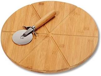 KESPER 58462 Pizzateller 32 cm aus Bambus mit extra Pizzaschneider / Holzteller / Pizzaunterlage / Pizza-Holzteller / Holzgeschirr