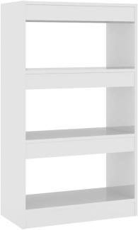 vidaXL Bücherregal/Raumteiler Hochglanz-Weiß 60x30x103 cm Spanplatte