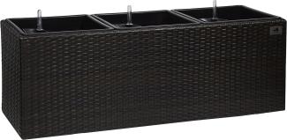 Pflanzkübel Polyrattan 102 x 36 x 36 cm, für Innen und Außen, Bewässerungssystem, bicolour braun