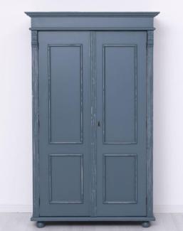 Casa Padrino Landhausstil Shabby Chic Kleiderschrank Antik Blau 110 x 58 x H. 180 cm - Massivholz Schlafzimmerschrank mit 2 Türen - Schlafzimmer Möbel - Shabby Chic Möbel - Landhausstil Möbel