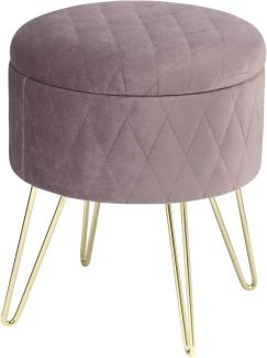 WOLTU SH63rs Sitzhocker mit Stauraum Polsterhocker Samtstoff Golden Metallbeine, Kleiner Hocker Spielzeugkiste 31,5 x35cm, gepolsterte Fußhocker Abstellhocker, bis 150KG belastbar, Rosa