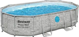 Power Steel™ Swim Vista Series™ Solo Pool ohne Zubehör 488 x 305 x 107 cm, Steinwand-Optik (Cremegrau), oval