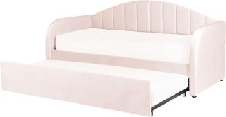 Tagesbett ausziehbar Samtstoff pastellrosa Lattenrost 90 x 200 cm EYBURIE