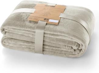 DecoKing Kuscheldecke 200x220 cm Creme Decke Microfaser Tagesdecke Fleece weich sanft kuschelig Ecru Ivory Elfenbein Cream Mic