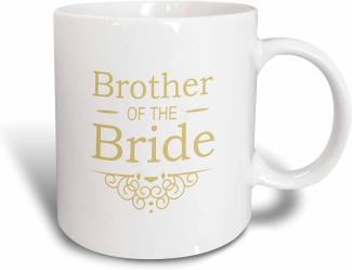 3dRose Brother of The Bride Gold Wedding-Part, Hochzeit, Party, Feierlichkeiten Set-Fancy Swirls-Two, 10,16 x 7,62 x 9,52 cm, Tasse, Keramik, Blau