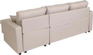 Ecksofa mit Bettkasten HWC-L17, Couch Sofa L-Form, Liegefläche Nosagfederung 228cm ~ beige
