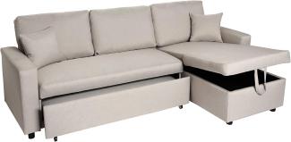 Ecksofa mit Bettkasten HWC-L17, Couch Sofa L-Form, Liegefläche Nosagfederung 228cm ~ beige