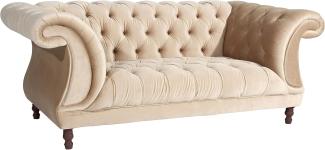 Ivette Sofa 2-Sitzer Samtvelours Sand Buche Nussbaumfarben