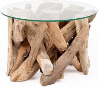 Teak Couchtisch TORA-rund ca. D60cm Recycled Wood Wohnzimmertisch Beistelltisch