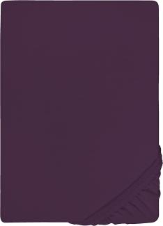Biberna Jersey Elasthan Spannbettlaken Spannbetttuch 90x190 cm - 100x220 cm Dunkel Violett