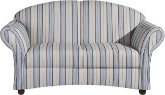Corona Sofa 2-Sitzer Flachgewebe Blau Buche Nussbaumfarben