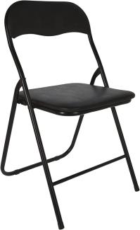 Klappstuhl Metall - schwarz - mit Kunststoffpolster und Lehne - gepolsteter Beistellstuhl Gäste Stuhl
