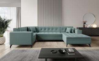 Designer Sofa Neola mit Schlaffunktion Stoff Grün Rechts