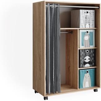 Vicco mobiler Kinderkleiderschrank Dielenschrank Garderobe Doros Sonoma modern 100 x 147 cm Faltboxen offen rollbar