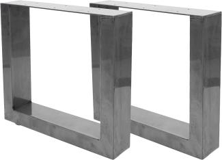 2er-Set Tischbein HWC-H33, für Couchtisch Sitzbank Tischgestell Tischkufe, Industrial 37x40cm ~ Edelstahl-Optik