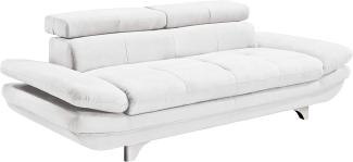 Mivano 3er-Ledersofa Enterprise / Dreisitzer-Couch mit Bezug aus echtem Leder, verstellbaren Kopfstützen und Armlehnen / 233 x 72 x 104 / Echtleder, weiß