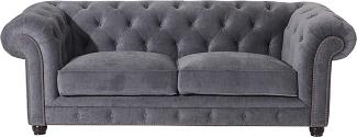Orleans Sofa 2,5-Sitzer Microfaser Grau Buche Nussbaumfarben