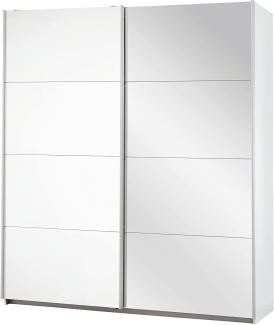 Rauch Möbel Caracas Schrank Kleiderschrank Schwebetürenschrank Weiß mit Spiegel 2-türig inkl. Zubehörpaket Basic 2 Einlegeböden, 2 Kleiderstangen, BxHxT 226x210x62 cm