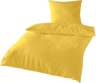 Traumschlaf Uni Seersucker Bettwäsche | 200x200 cm + 2x 80x80 cm | gelb