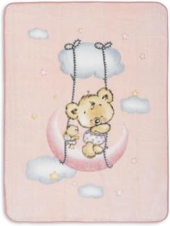 Interbaby Kinderdecke - Babydecke winter für Wiege "Osito Nube rosa" · 110x140 cm · Kuscheldecke flauschig weiche decke baby für kinderbet