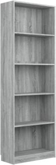 Bücherregal 5 Fächer Grau Sonoma-Eiche 60x24x175 Holzwerkstoff