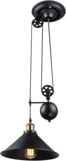 LED Pendelleuchte mit Metallschirm Schwarz, Höhe 90cm-180cm