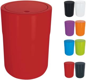 Spirella Design Kosmetikeimer "Cocco" mit Extra Ring für Müllbeutel Treteimer Schwingdeckeleimer Abfallbehälter mit Schwingdeckel 5 Liter (ØxH): 19 x 26 cm Rot