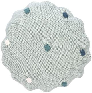 LÄSSIG Baby Strickkissen rund Bio-Baumwolle Dots light mint, 25x6x25 cm, 1542013561