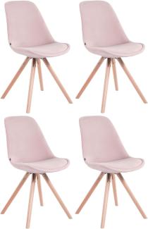4er Set Stühle Toulouse Samt Rund natura, pink