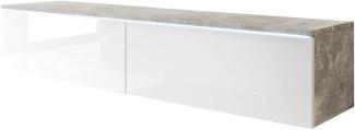 Selsey TV-Lowboard, mit LED, beton / weiß glänzend mit led, 5903025389264
