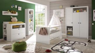 Bega 'Paula' 4-tlg. Babyzimmer-Set, weiß, aus Babybett inkl. Umbauseiten, Wickelkommode inkl. Umterstellregal, Kleiderschrank und Standregal