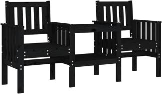 vidaXL Gartenbank mit Tisch 2-Sitzer Schwarz Massivholz Kiefer