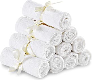 Utopia Towels - 10er Baby Waschlappen aus Bambus, Babyhandtücher, Gesichtstuch für Baby, Erwachsene und Kleinkinder - 25 x 25 cm, Weiß