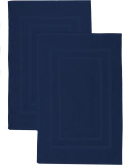 NatureMark 2er Pack Badvorleger | Premium Qualität | 100% Baumwolle | 50 x 80 cm | Duschvorleger Duschmatte Doppelpack | Farbe: Navy blau