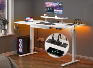 YITAHOME Höhenverstellbarer Schreibtisch 160x75cm,Schreibtisch Höhenverstellbar Elektrisch mit Steckdose,Ergonomischer Steh-Sitz Tisch mit Vierteilige Tischplatte, Computertisch mit Memory Funktion