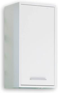 MILANO Badezimmer Hängeschrank in Wildeiche Optik, Weiß Hochglanz - Badezimmerschrank Bad Schrank mit viel Stauraum - 38 x 72 x 23 cm (B/H/T)