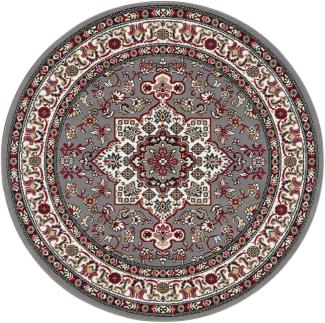 Orientalischer Kurzflor Teppich Parun Täbriz - grau - 160 cm Durchmesser