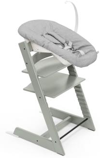 Tripp Trapp Stuhl von Stokke (Glacier Green) mit Newborn Set (Grey) - Für Neugeborene bis zu 9 kg - Gemütlich, sicher & einfach zu verwenden