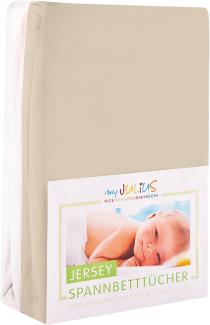 Julius Zöllner Jersey Spannbetttuch Doppelpack für das Kinderbett, Gr. 60x120 / 70x140, sand & weiß