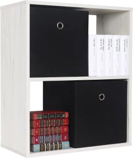 Beistelltisch 71 x 60 x 31 cm Eiche weiß – Bücherregal Nachttisch RICOO WM111-EP