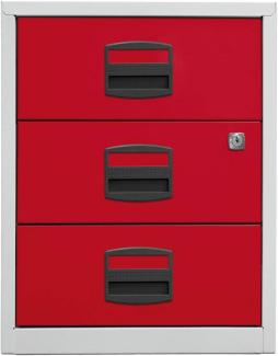 Bisley Home Schubladenschrank PFA | Home Filer 506 Korpus lichtgrau, Fronten kardinalrot - 12,010 kg